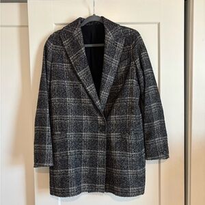 All Saints Monochrome Checkered Wool Blend Jacket